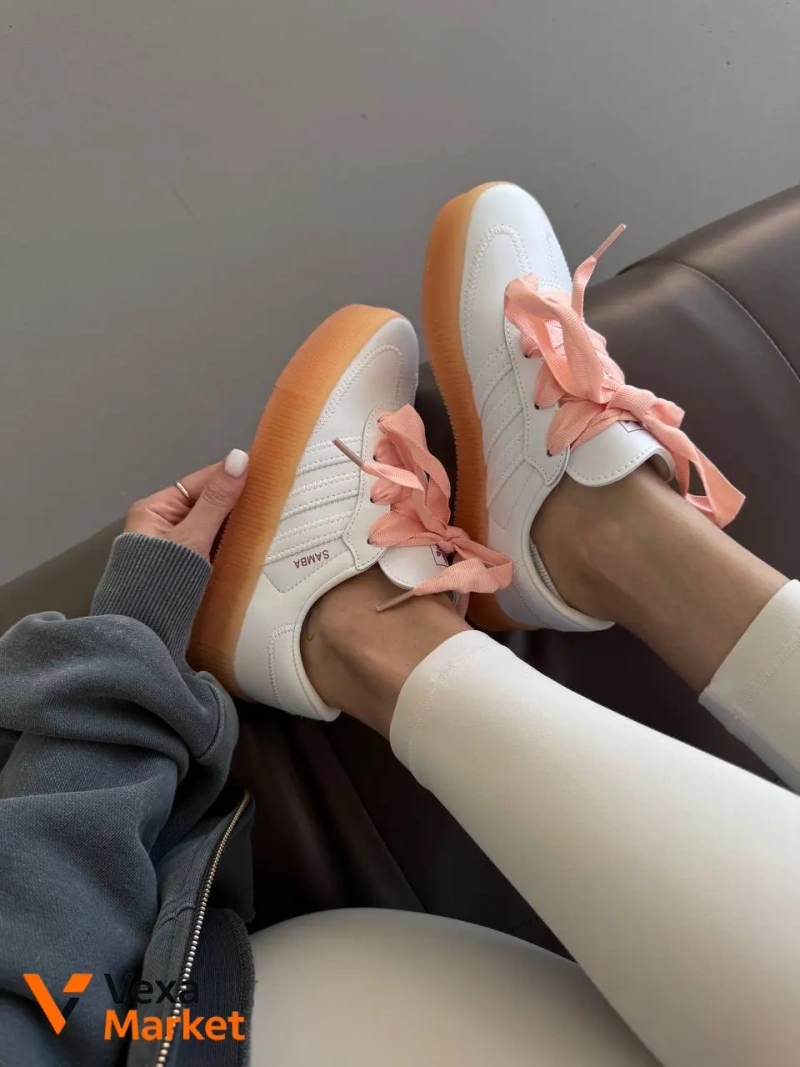 Adidas Samba Platform White / Peach premium шкіра — фото 6
