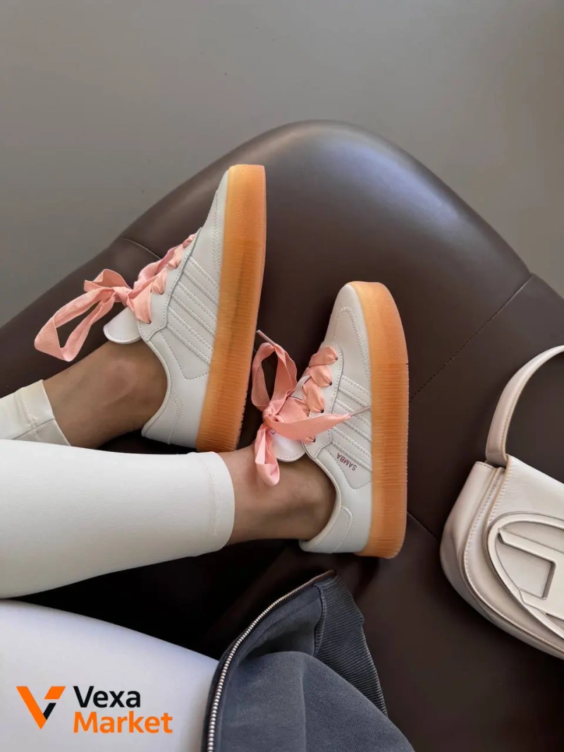 Adidas Samba Platform White / Peach premium шкіра — фото 7