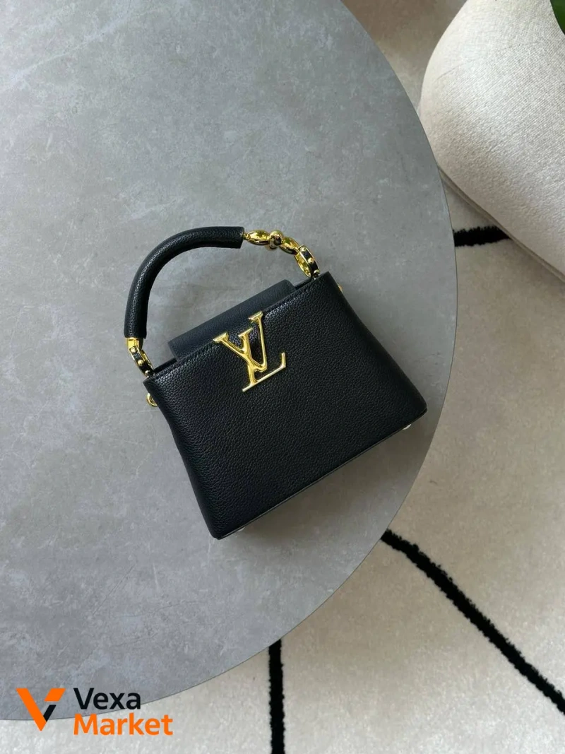 Louis Vuitton Capucines Mini Black/Gold Шкіра — фото 3