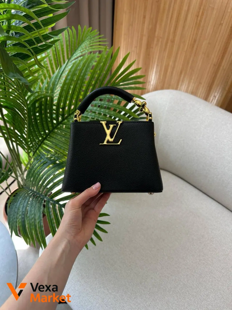 Louis Vuitton Capucines Mini Black/Gold Шкіра — фото 5