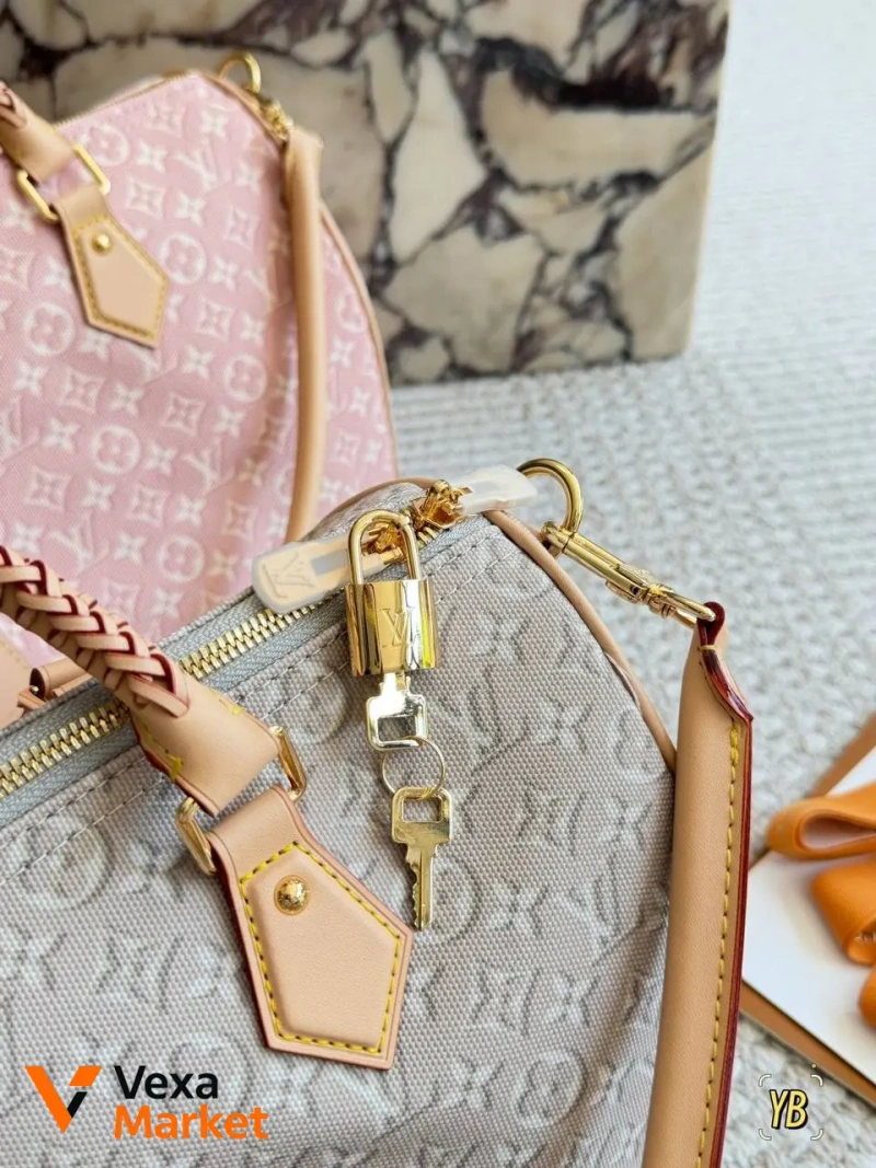 Louis Vuitton Speedy сумка шкіра/текстиль рожева 30х20х15 см — фото 5