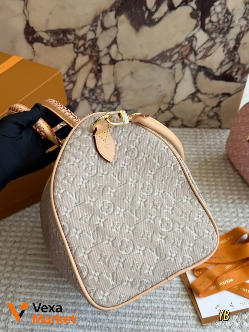 Louis Vuitton Speedy сумка шкіра/текстиль рожева 30х20х15 см — фото 6