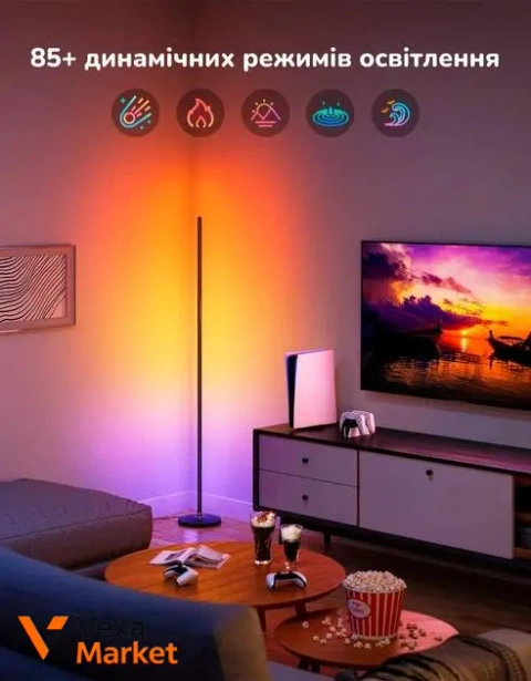 Розумний торшер Govee Floor Lamp H6076A, Matter, WI-FI, Bluetooth, RGBICW, чорний