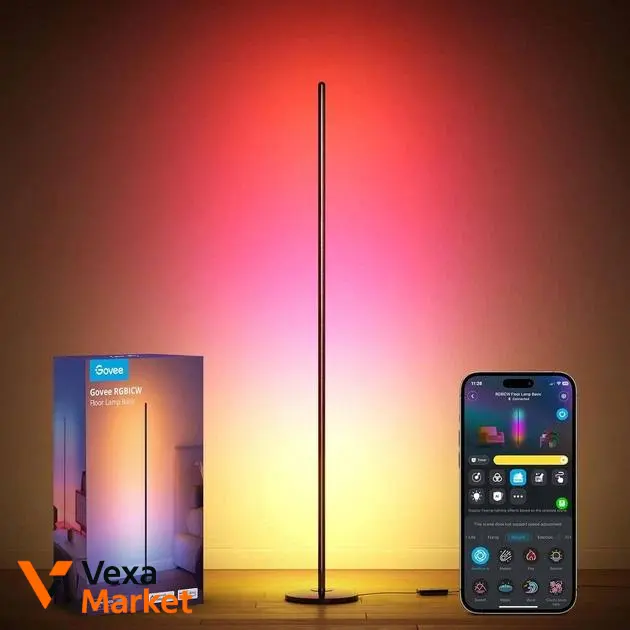 Розумний торшер Govee Floor Lamp H6076A, Matter, WI-FI, Bluetooth, RGBICW, чорний — фото 5