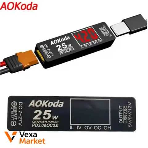 Зарядний адаптер AOKoda QC3.0 для USB (XT60, 2-6S LiPo)