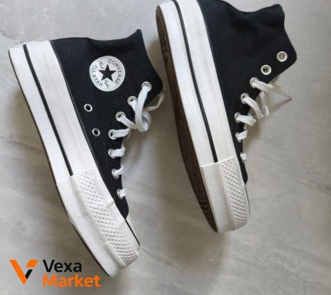 Converse черные женские кеды на платформе