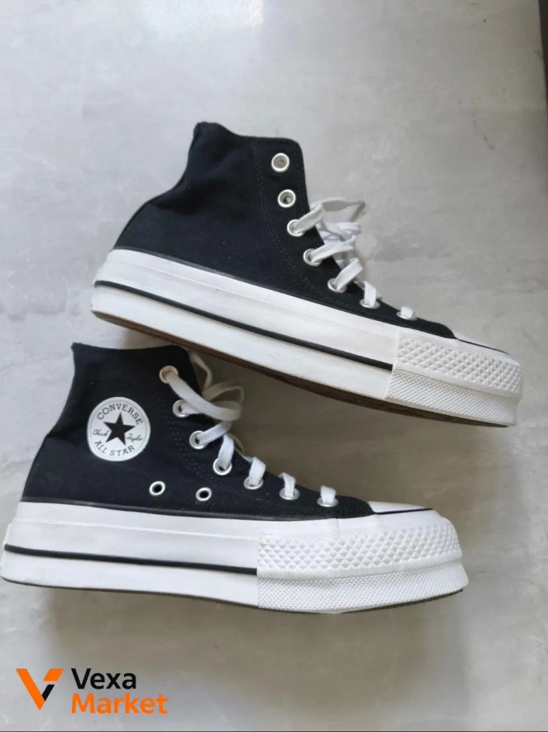 Converse черные женские кеды на платформе — фото 2