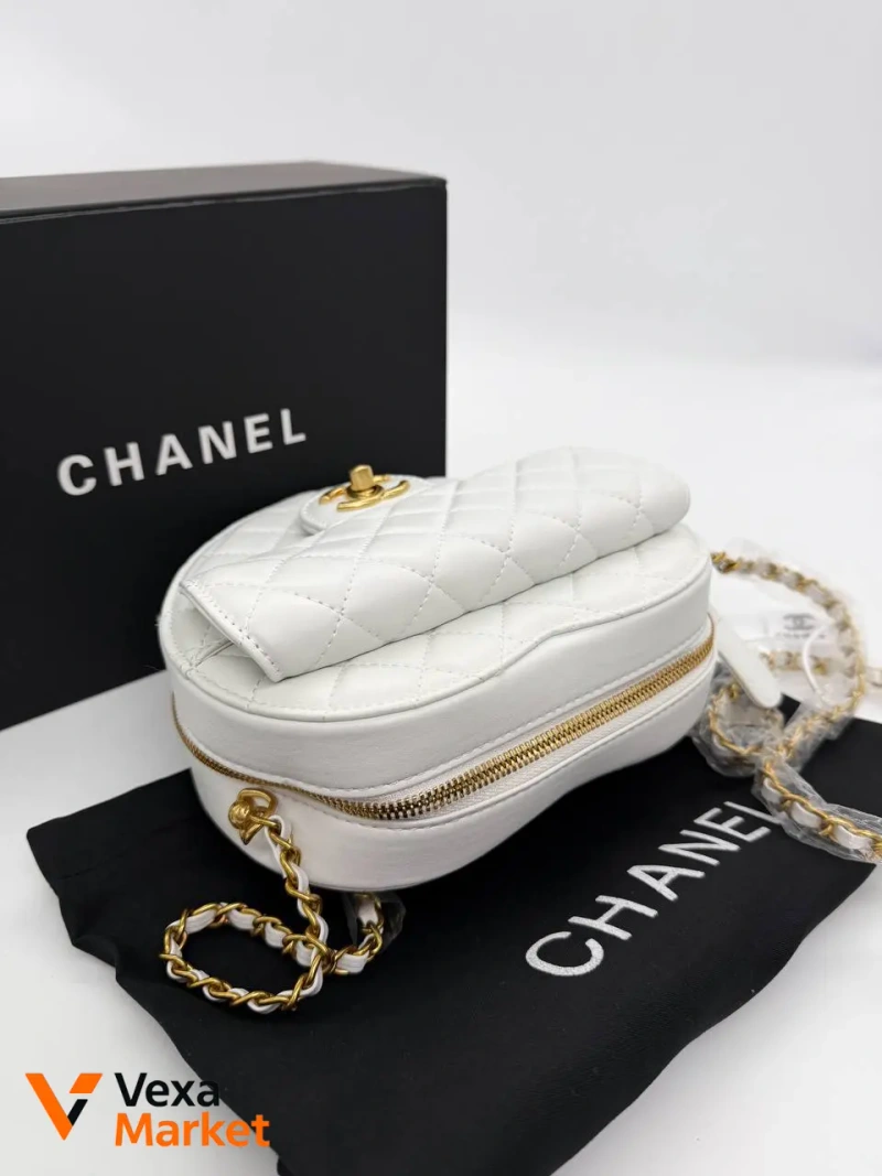 Chanel Heart Bag White / Gold Leather Premium — фото 2
