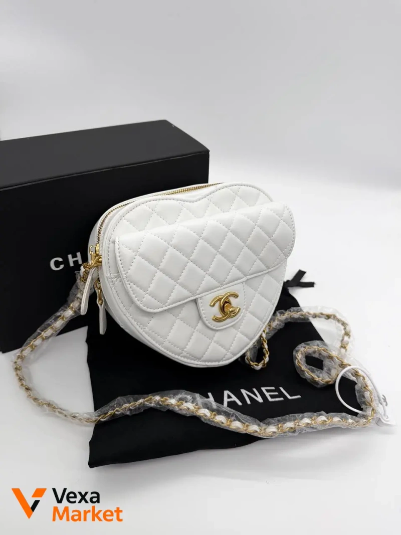 Chanel Heart Bag White / Gold Leather Premium — фото 3