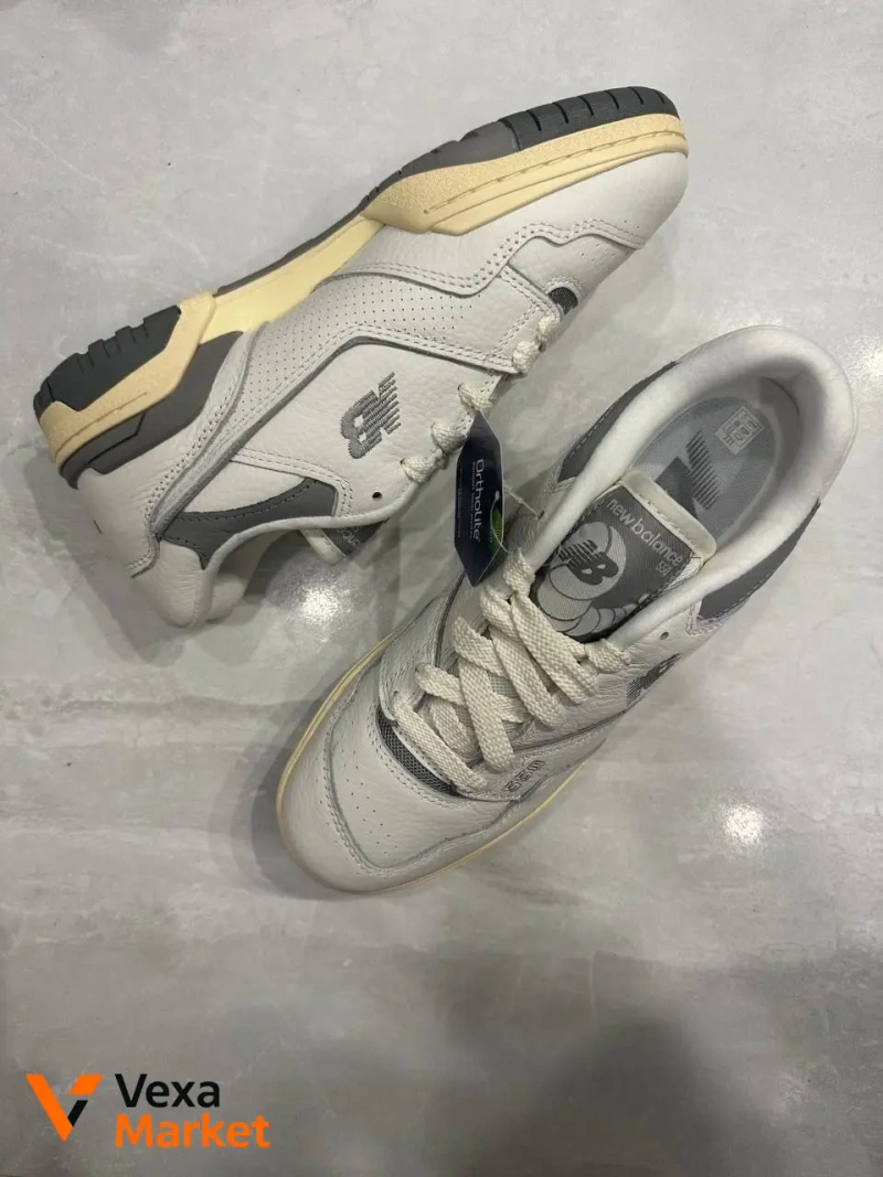 New Balance 550 White/Grey Leather Sneakers 40 EU — фото 2