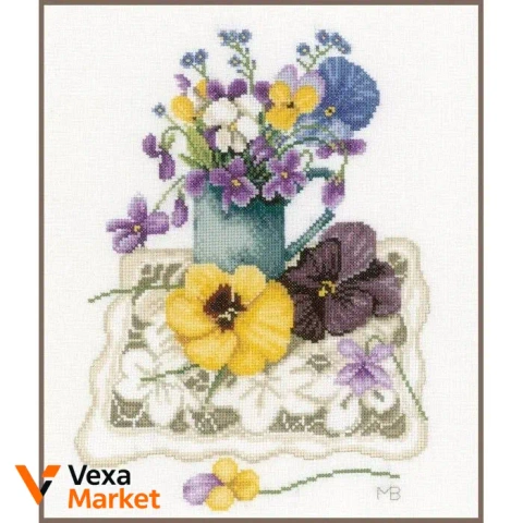 Набір для вишивки хрестом LanArte Violets "Фіалки" 24*31 см