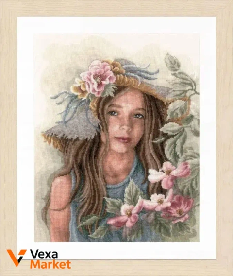 Набір для вишивки хрестом LanArte Little girl with hat "Маленька дівчинка у капелюсі"