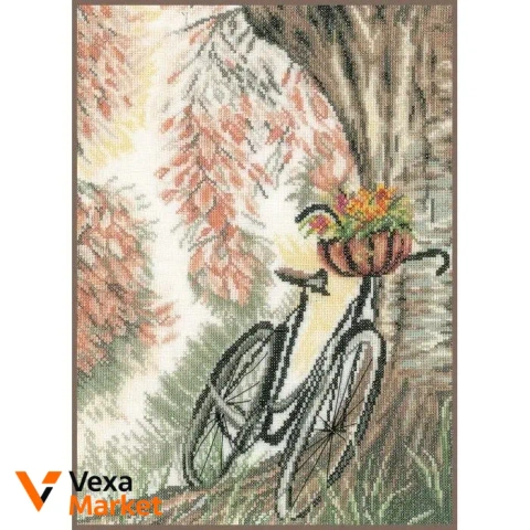 Набір для вишивки хрестом LanArte Bike & Flower basket "Велосипед та квітковий кошик"