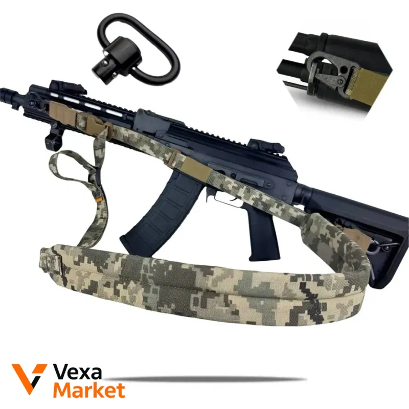 Трьохточковий тактичний ремінь H&K Піксель з QD антабками — фото 6