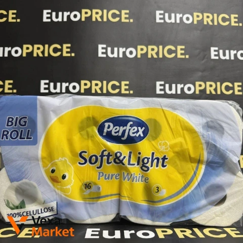 Туалетний папір дитячий Perfex Soft & Light 3-шаровий 16 рулонів