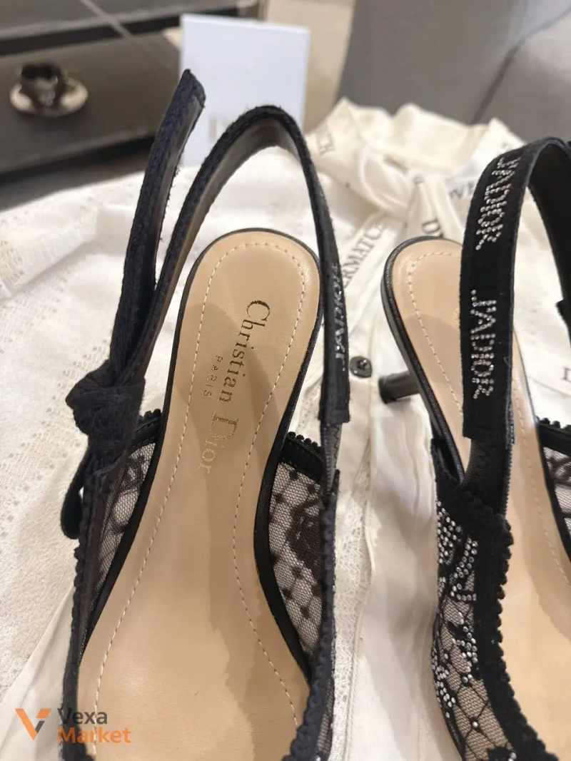 Туфлі Dior жіночі шкіряні текстильні чорні — фото 5