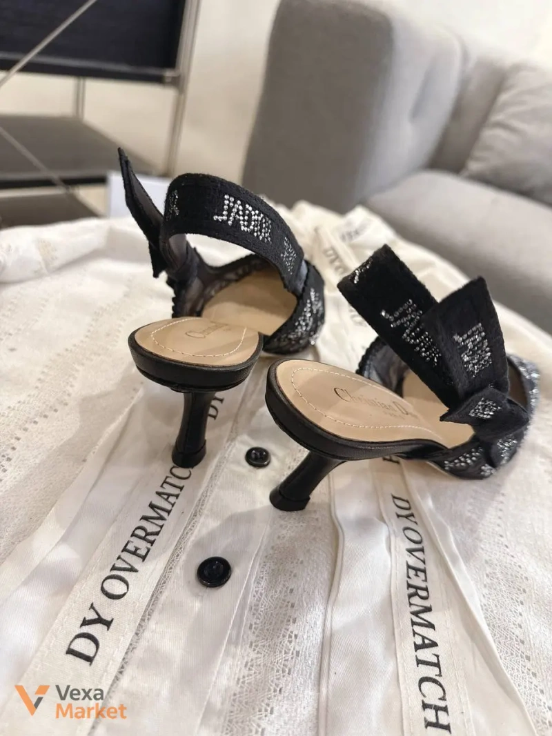 Туфлі Dior жіночі шкіряні текстильні чорні — фото 6