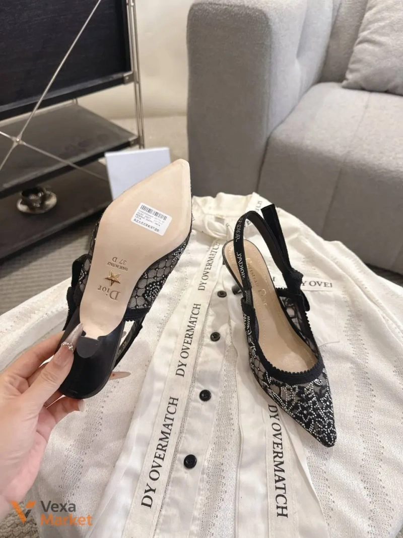 Туфлі Dior жіночі шкіряні текстильні чорні — фото 7