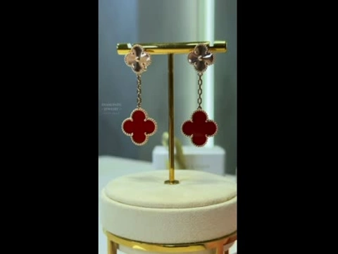 Van Cleef & Arpels Magic Alhambra серьги с сердоликом 18К золото