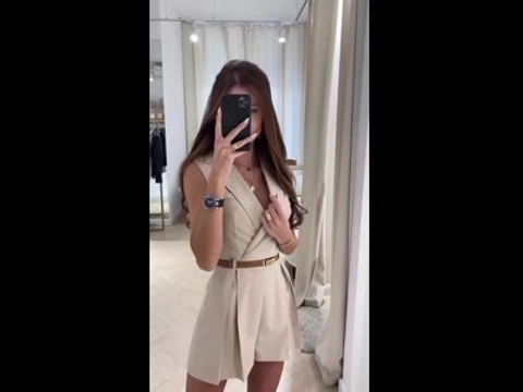 Класичний комбінезон модель 363 1468 бежевий/чорний