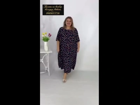 Весняна сукня з кишенями з штапелю великих розмірів