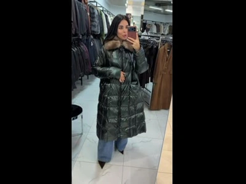 Зимовий преміальний пуховик oversize з хутром куниці