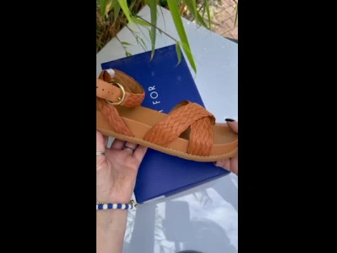 What For Coral sandals dark camel eco-leather size 36