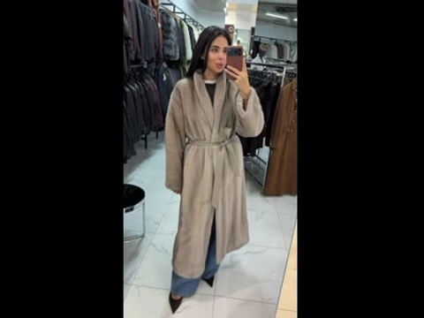 Премиальная норковая шуба Silver Blue, длина 130 см