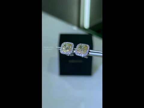 Пусети в стилі GRAFF з фантазійними діамантами 2.95ct, 18К золото