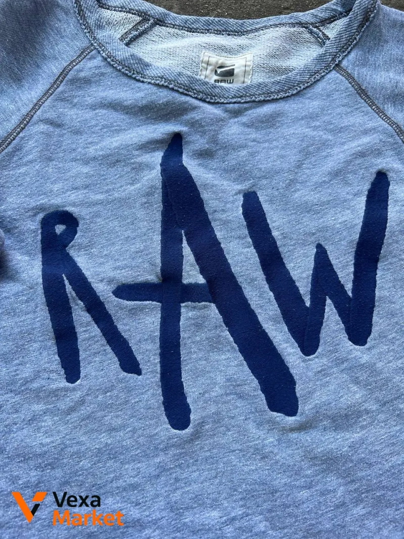 VINTAGE G-STAR RAW 96 LIMBAR ART R/SW LONGSLEEVE EMBROIDERED SWEATSHIRT LIGHT BLUE — фото 2