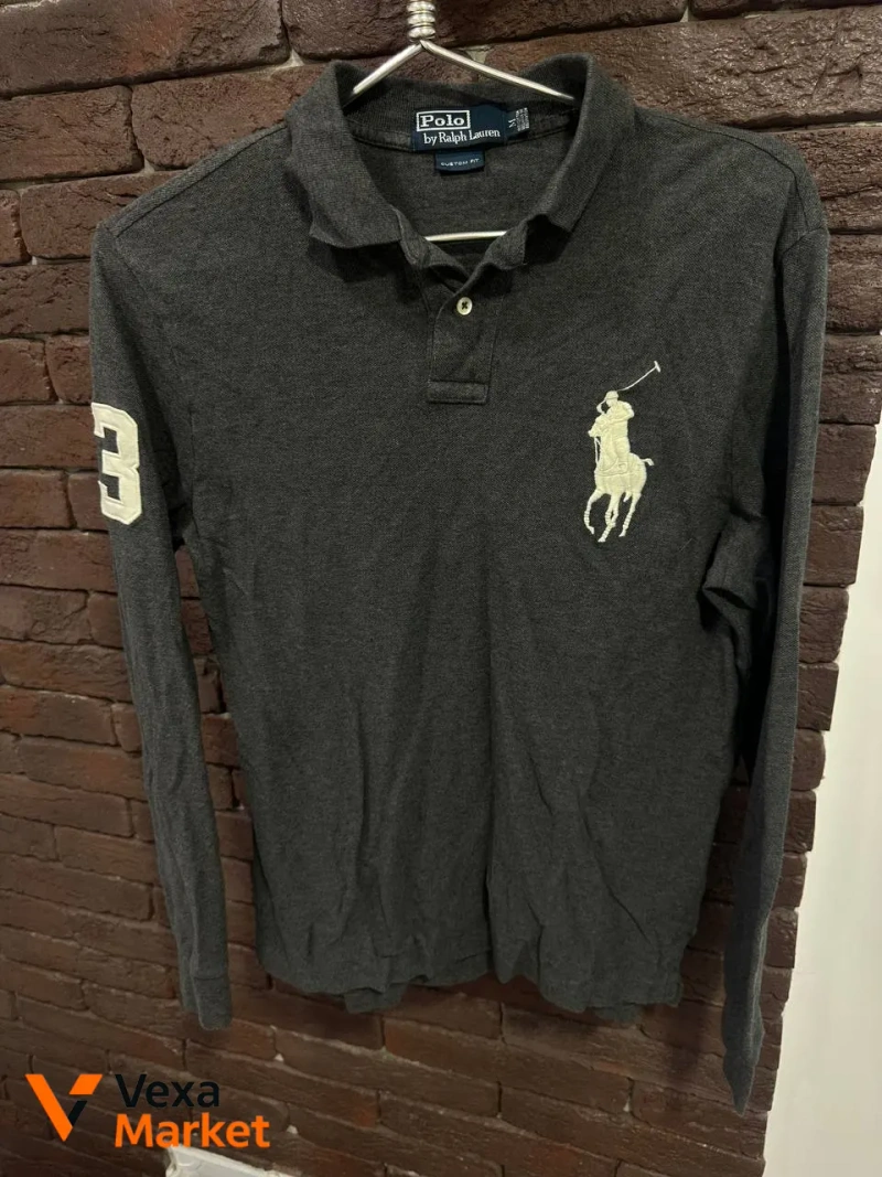 Vintage Polo Ralph Lauren Long Sleeve Big Logo Custom Fit Мужская рубашка поло Размер M