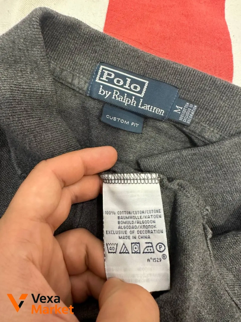 Vintage Polo Ralph Lauren Long Sleeve Big Logo Custom Fit Мужская рубашка поло Размер M — фото 3