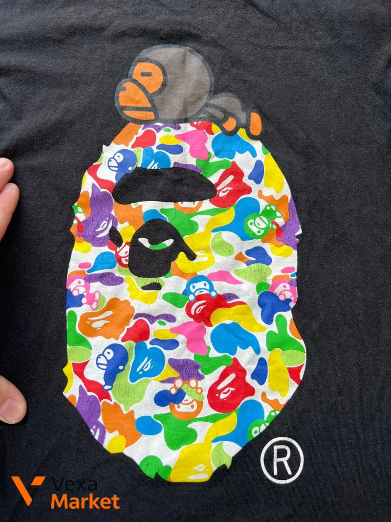 VINTAGE SINGLE STITCH BAPE A BATHING APE MULTI COLOUR BIG LOGO T-SHIRT M — фото 2
