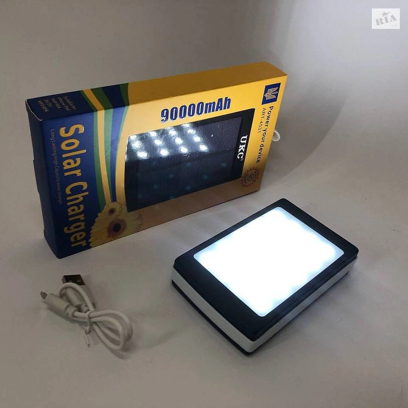 Зарядний пристрій Power Bank 90000mAh сонячна панель та 20LED ліхтар — фото 7