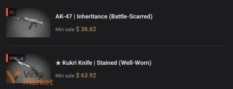 AK-47 | Inheritance (Battle-Scarred) и Kukri Knife | Stained (Well-Worn)