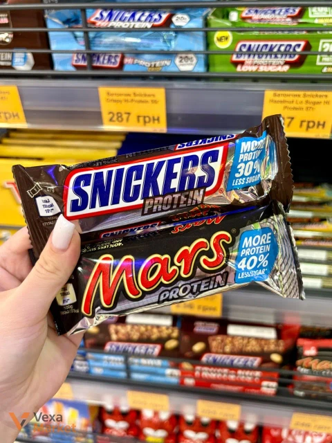 Батончик Mars Protein Bar 50г, Snickers Protein Bar 50г