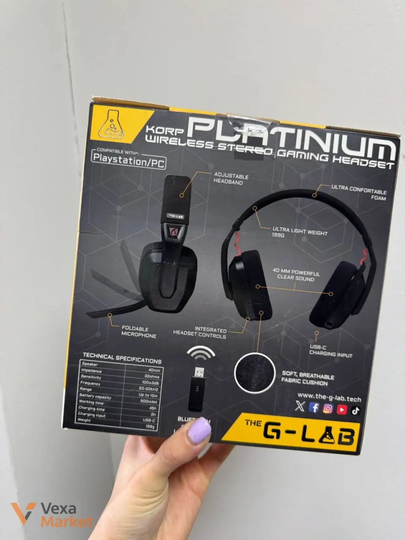 Беспроводная игровая гарнитура The G-Lab Korp Platinum для PlayStation/PC — фото 2