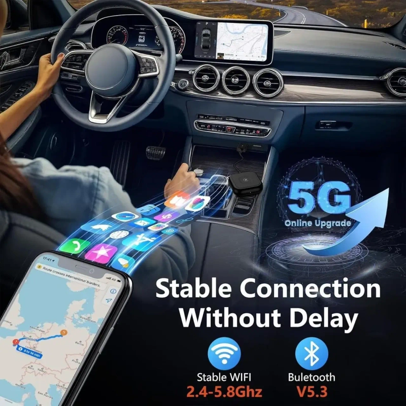 Бездротовий CarPlay адаптер для iPhone 15/16/17, USB/USB-C, Plug&Play, iOS 10+ — фото 4