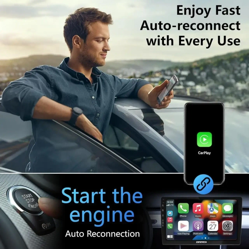 Бездротовий CarPlay адаптер для iPhone 15/16/17, USB/USB-C, Plug&Play, iOS 10+ — фото 3