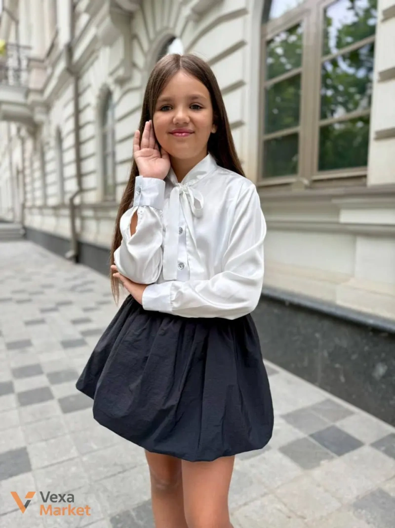 Блуза шовкова молочного кольору — фото 7