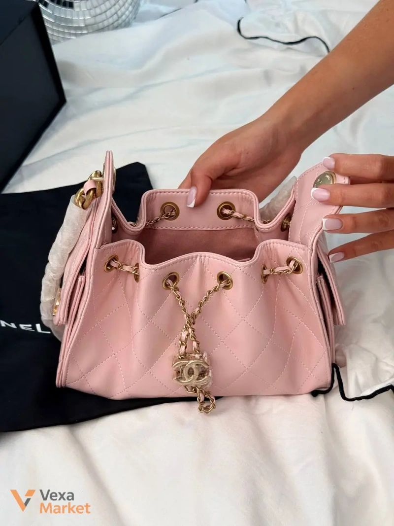 Chanel Hobo сумка натуральна шкіра рожева 22 x 20 см — фото 3