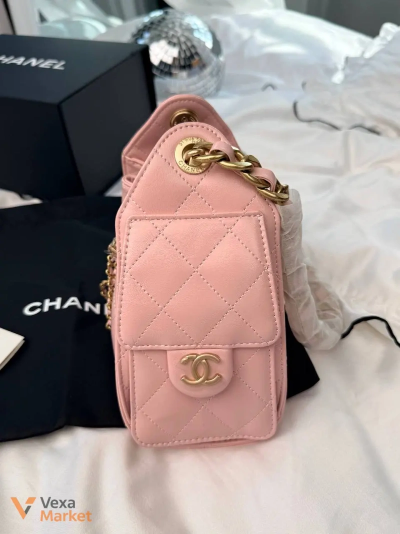 Chanel Hobo сумка натуральна шкіра рожева 22 x 20 см — фото 5