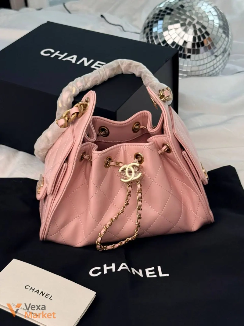 Chanel Hobo сумка натуральна шкіра рожева 22 x 20 см — фото 6