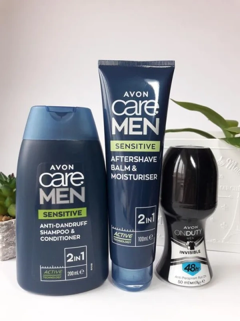 Чоловічий набір avon care: шампунь-гель, бальзам крем після гоління, дезодорант, ейвон