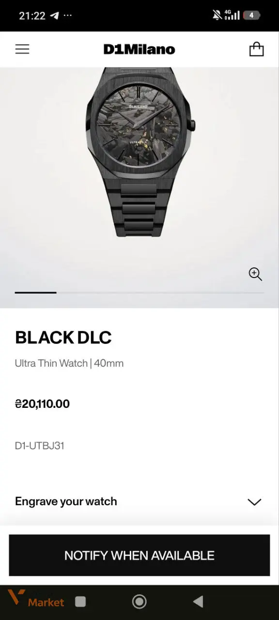 D1 Milano BLACK DLC Ultra Thin Watch | 40mm — фото 2