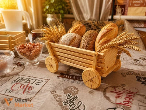 Дерев'яний візок для хліба та фруктів, сосна, 24*13*12 см