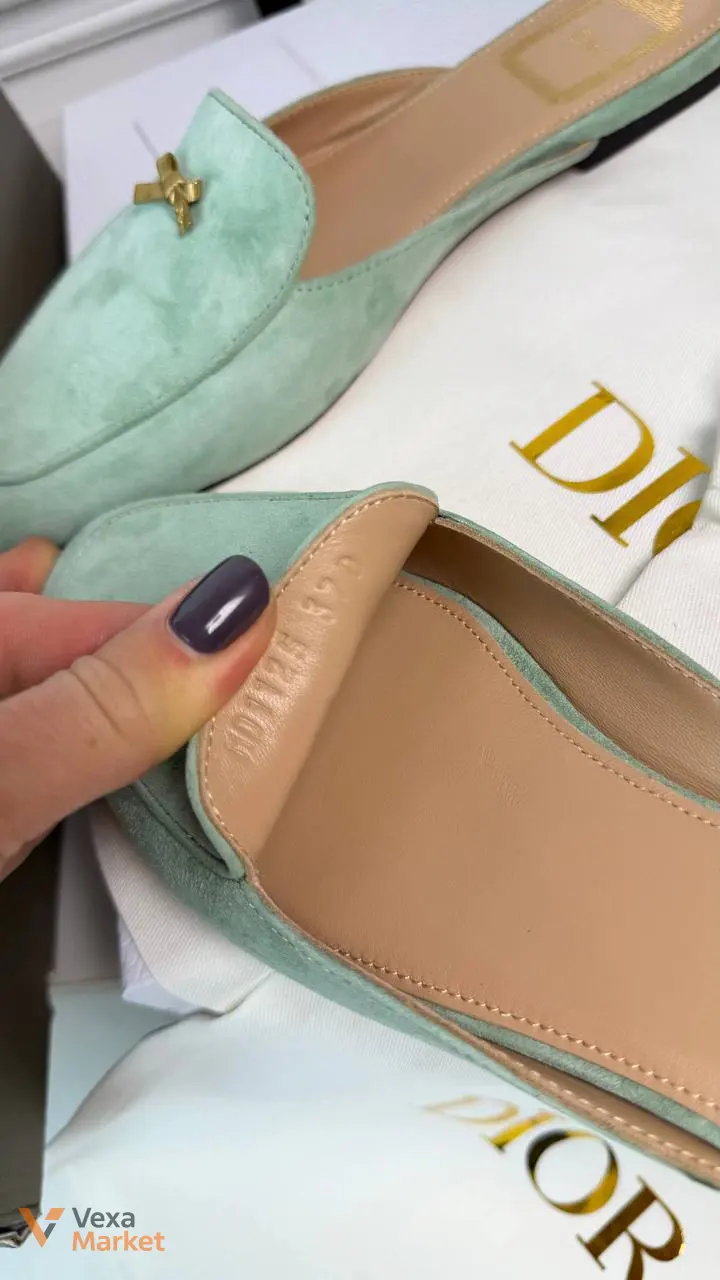 DIOR Baby Bow Slide Зеленые женские мюли — фото 3