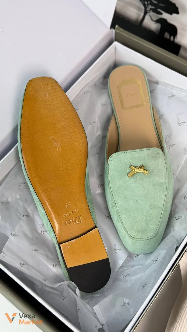 DIOR Baby Bow Slide Зеленые женские мюли — фото 4