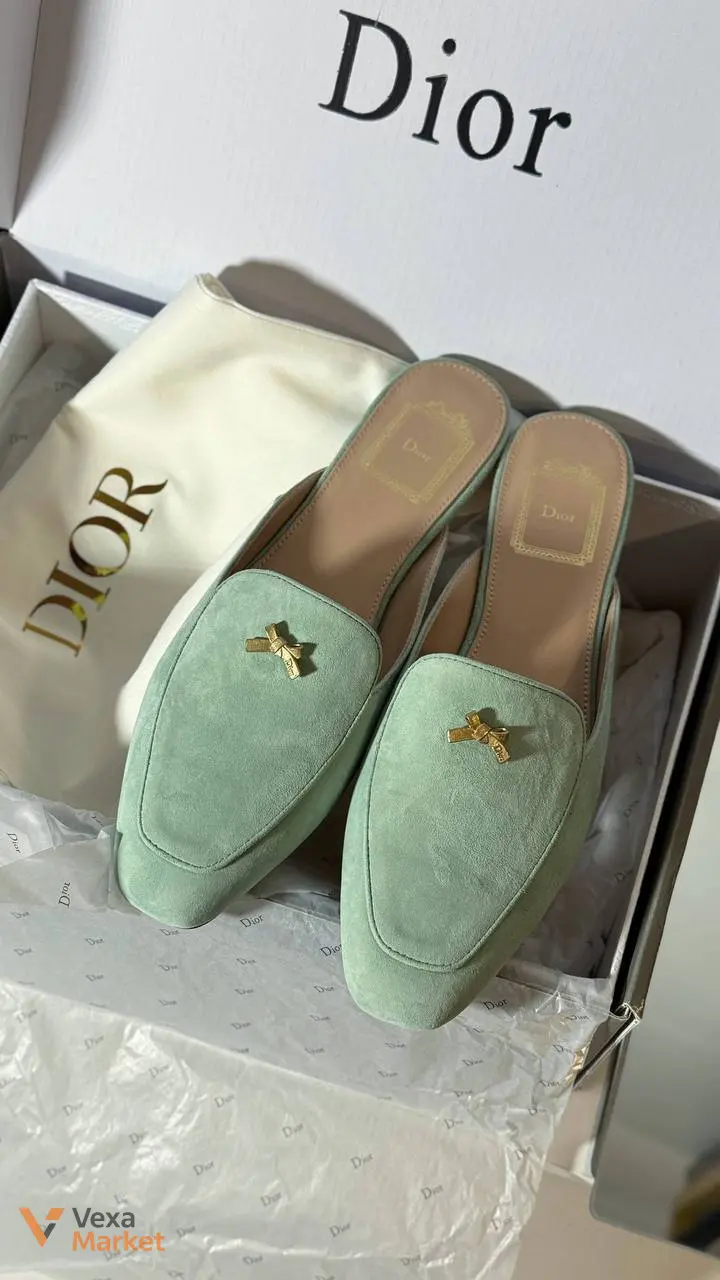 DIOR Baby Bow Slide Зеленые женские мюли — фото 5