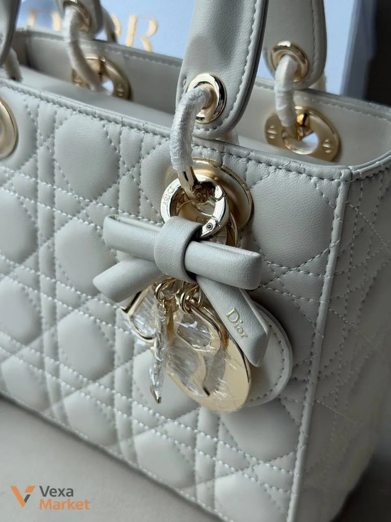 Dior Lady Milk/Gold сумка з натуральної шкіри — фото 3